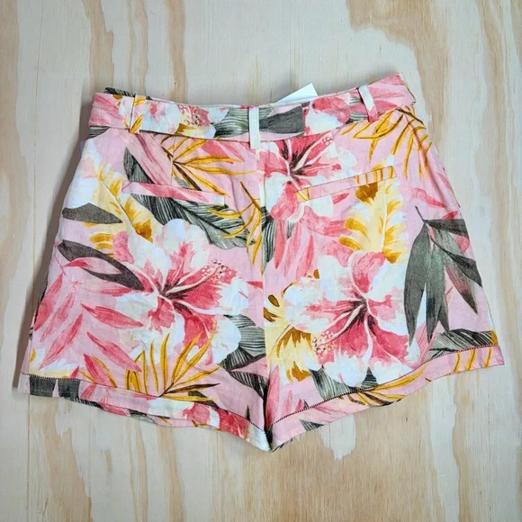 Joie Jaklynn Tropical Linen Tie Waist Shorts NWT Size 4 - Picture 4 of 12